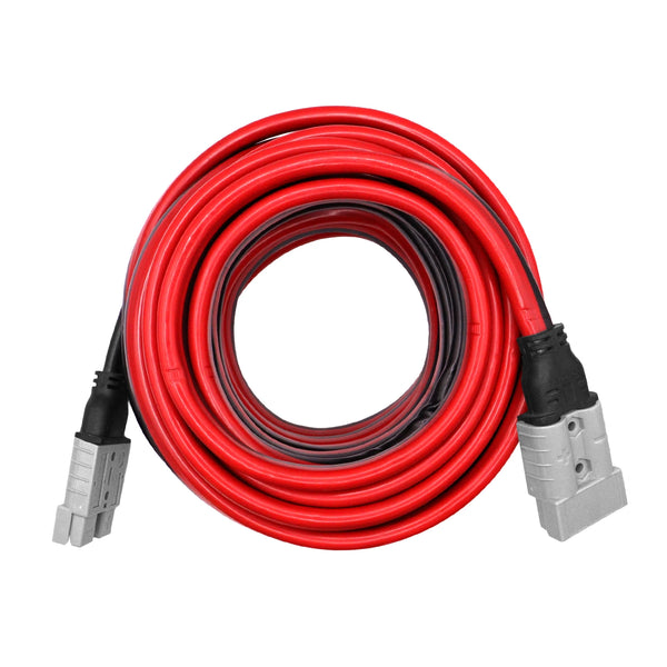 Top-down view of 10m 8AWG extension lead with dual 50A Anderson style connectors