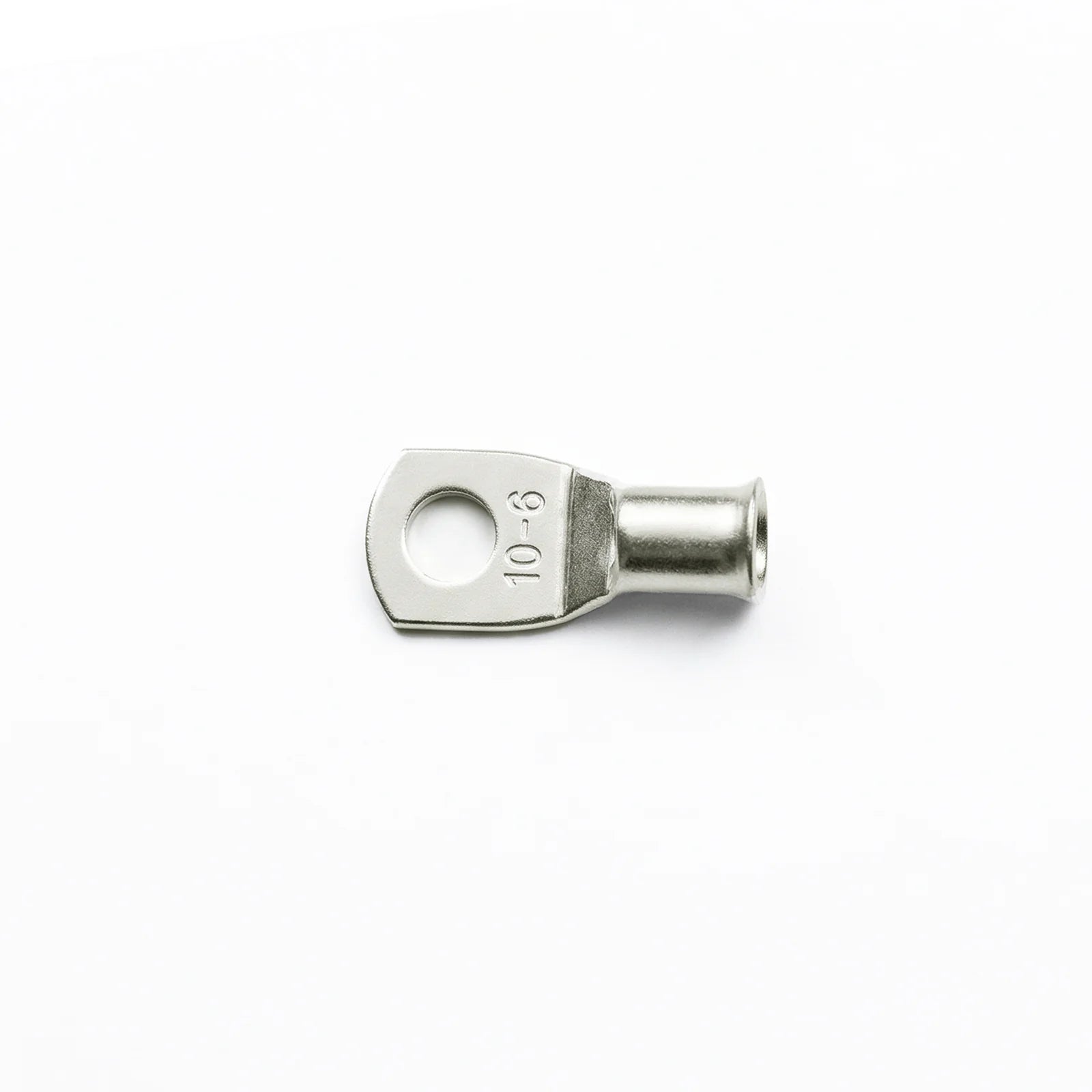 Single 10mm² tinned copper lug with bellmouth entry and M6 stud hole