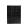 Front view of rectangular 120W fixed solar panel with black monocrystalline cells and black frame