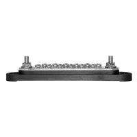 Side profile of busbar showing stud height relative to base and screws