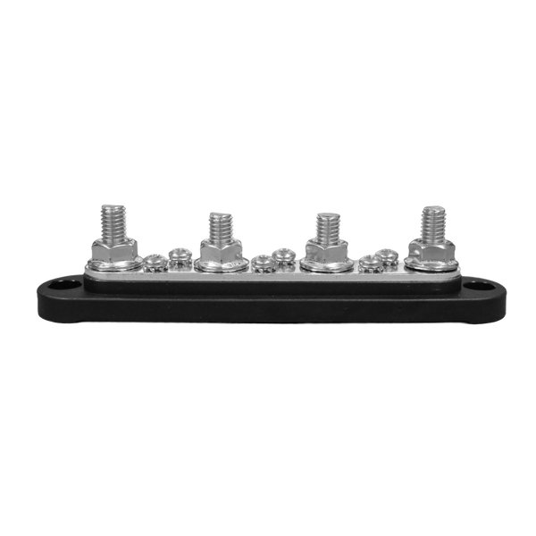 Side view of busbar showing height of M8 studs and black base profile