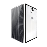 Angled view showing both the front and back profile of the solar panel