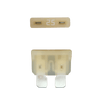 Beige 25A ATO/ATC automotive blade fuse with silver-plated terminals showing top and side profiles