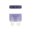 Purple 3A ATO/ATC automotive blade fuse with silver-plated terminals showing top and side profiles