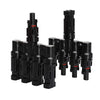Upright pair of Exotronic 4-to-1 branch connectors showing single and quad port configurations