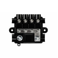 Top-down technical view of 4-way MIDI and 1-way MEGA fuse holder base