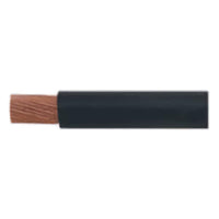 Side view of stripped 4B&S black single core automotive cable showing multi-stranded copper conductor