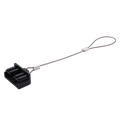 Black 50A connector dust cover with flexible steel lanyard loop