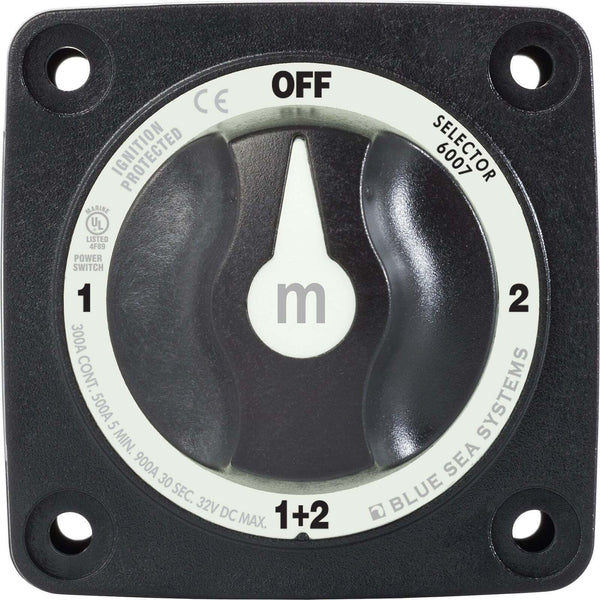 Blue Sea Mini Switch Battery m-Series Selector Black - 4 Position OFF/1/2/1+2 3