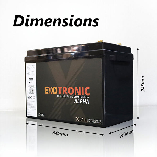 Exotronic 12V 200Ah Alpha IP67 Smart Bluetooth Lithium Battery