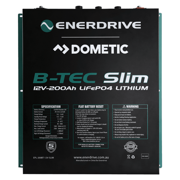 Enerdrive 12V 200Ah ePower B-TEC Slimline Lithium Battery 1