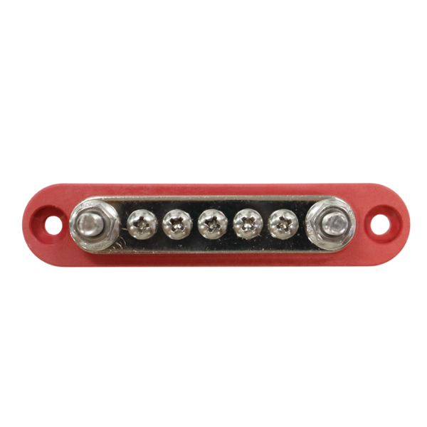 Exotronic 150A Red 2x M6 Stud Busbar with 5 Screws & Cover 1