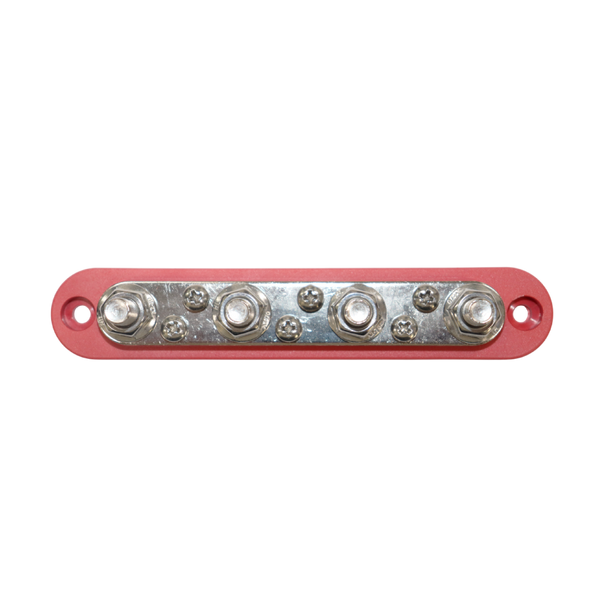 Exotronic 150A Red 4x M8 Stud & 6x Screw Busbar with Cover 1