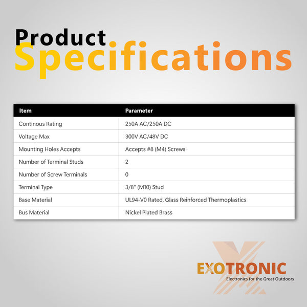 Exotronic 250A Red 2x M10 Stud Busbar with Cover 4