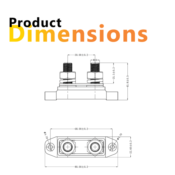 Exotronic 250A Red 2x M10 Stud Busbar with Cover 5