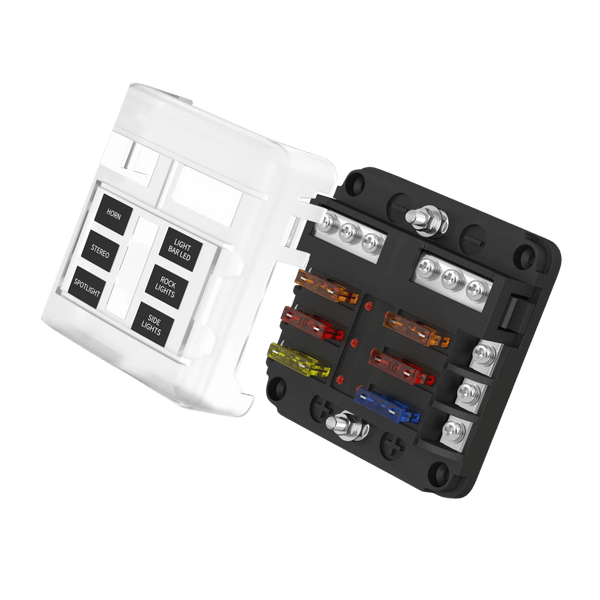 Exotronic 6 Blade Fuse Holder w/ Negative Bus Bar & Cover Main Image