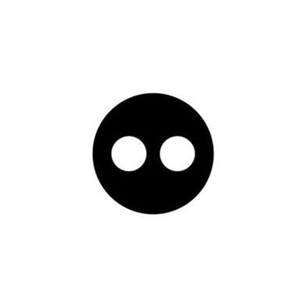 Black 20mm circular rubber grommet insert with two 6mm diameter holes