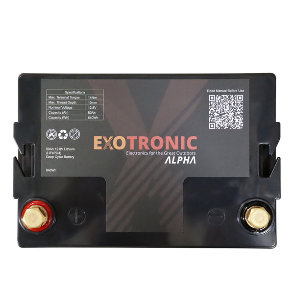 Exotronic 12V 50Ah Alpha IP67 Smart Bluetooth Lithium Battery
