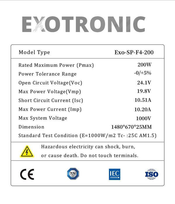 Exotronic 200W Fixed Solar Panel 5