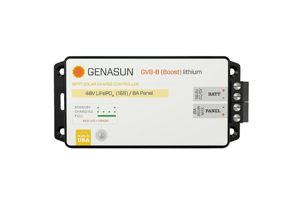 Genasun 8A MPPT 48V Voltage Boost (56.8V Lithium) Solar Charge Controller Main Image