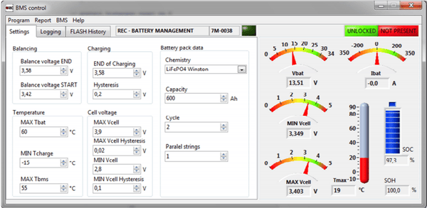 REC BMS PC Master Control Software w/ Galvanically Isolated USB to RS485 Adaptor Cable 1