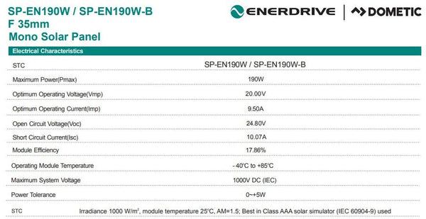 Enerdrive 190W Fixed Mono Solar Panel 1
