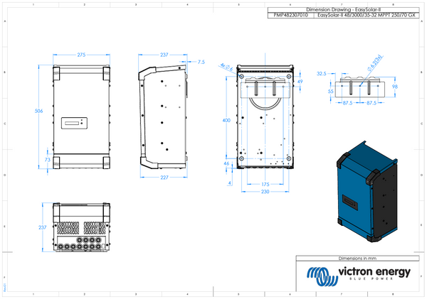Victron 48V 3000VA EasySolar-II 48/3000/35-32 Inverter/Charger/MPPT 250/70 GX 5