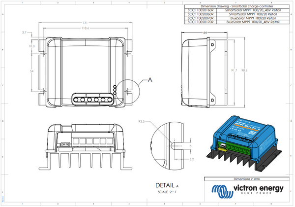Victron 12/24/48V 20A SmartSolar MPPT 100/20 Bluetooth Solar Charge Controller 8