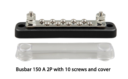 Victron Busbar 150A 2P/Terminals with 10 Screws & Cover 2
