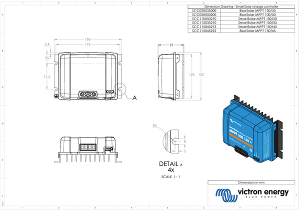 Victron 12/24/48V 35A BlueSolar MPPT 150/35 Non-Bluetooth Solar Charge Controller 7