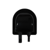 Top view of black curved plastic cable entry housing