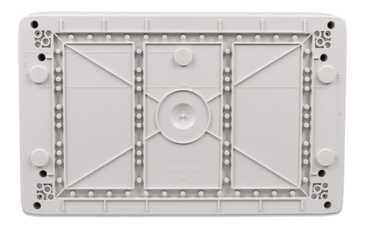 Rear view of the enclosure base with integrated mounting points