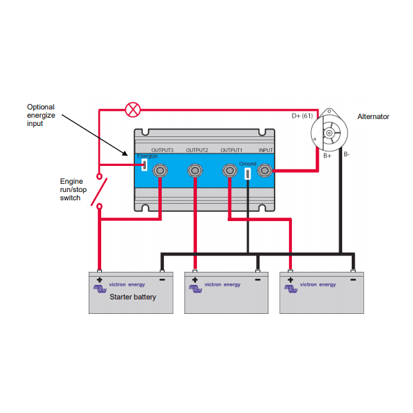 Technical connection diagram for battery isolator system