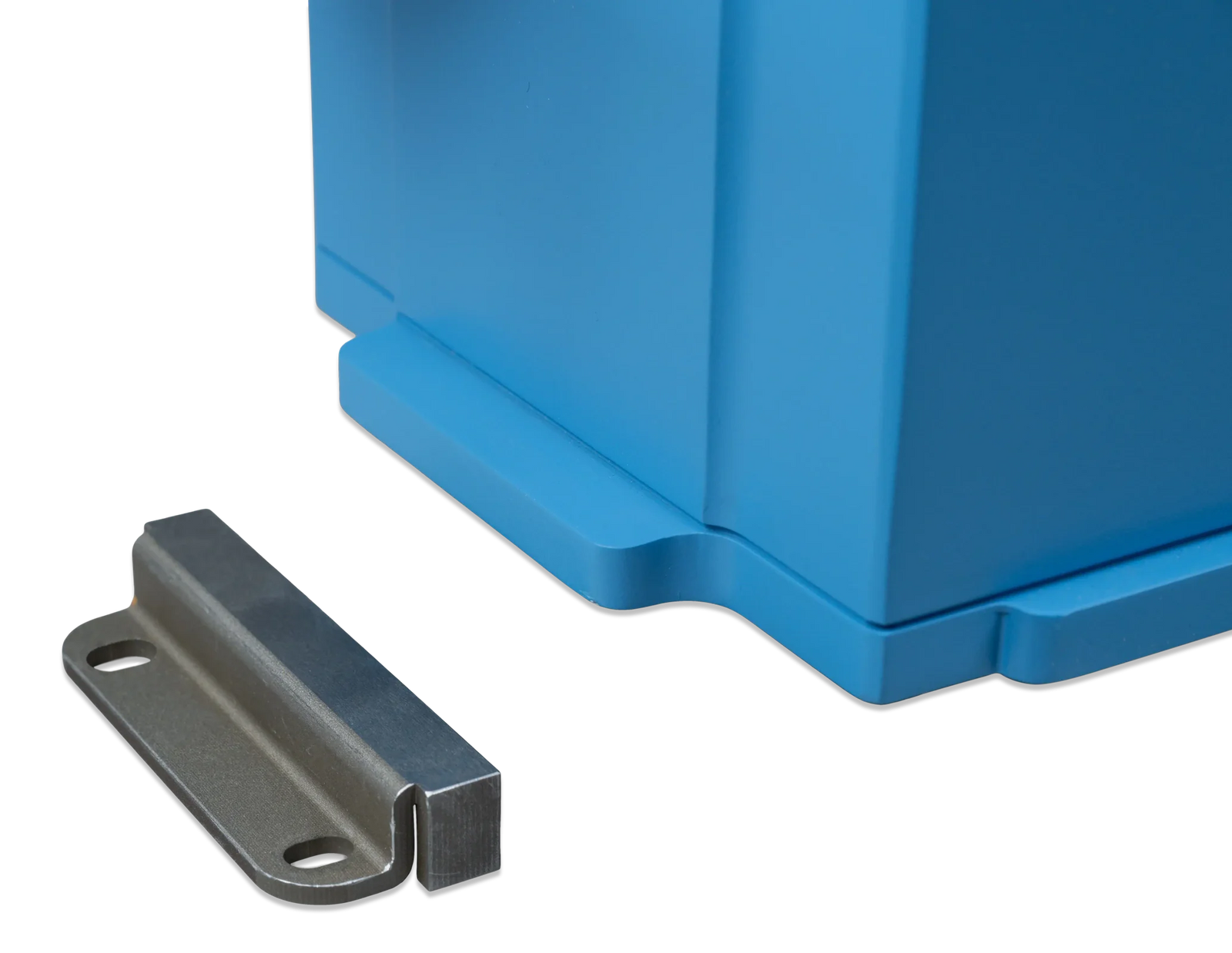 Close-up of a heavy duty steel mounting bracket designed for the Victron Smart NG battery range