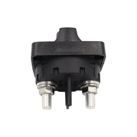 Underside of battery switch showing two M10 terminal studs with nuts and washers