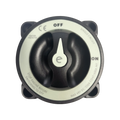 Top-down view of battery switch showing rotary knob and clear ON OFF position labels