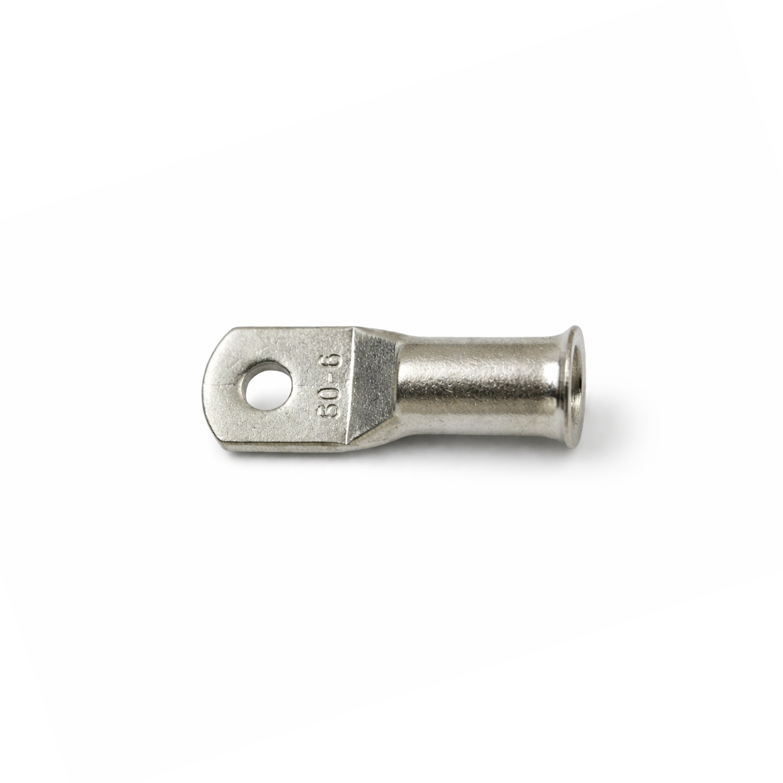 Close-up of the flared bellmouth barrel on a 50mm² copper cable lug