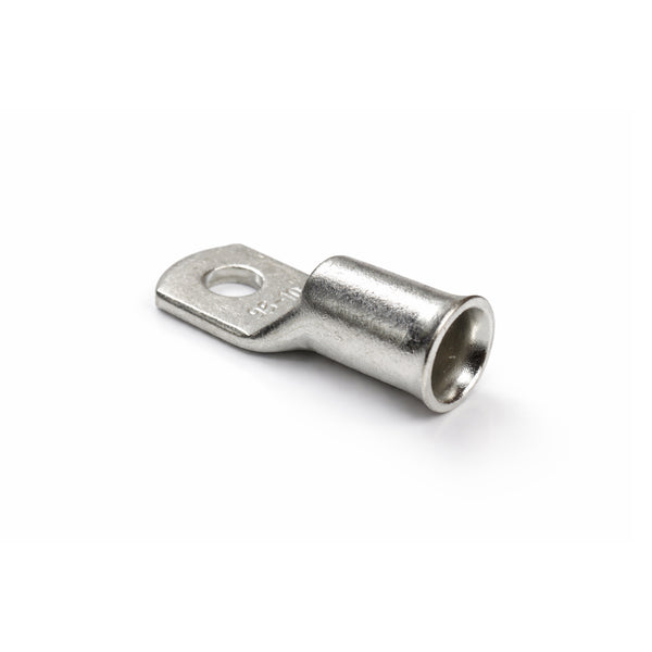 Close-up of the flared bellmouth barrel on a 95mm² copper cable lug