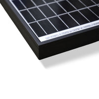 Detail view of 25mm black anodised aluminium alloy frame corner construction