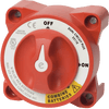 Red e-Series Dual Circuit Plus battery switch face showing OFF, ON and Combine Batteries selector positions