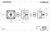 Technical dimension drawing showing 75mm square profile and mounting depth options for front or rear panel installation