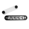 Overhead view of black busbar with five M6 studs and separate clear protective cover