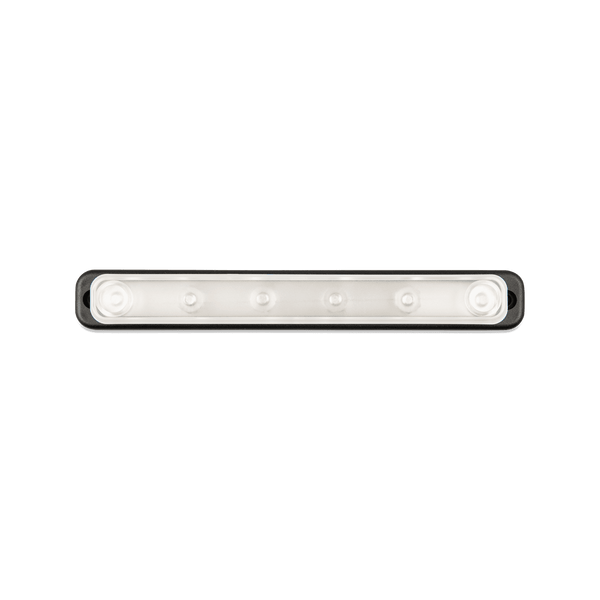 Top-down view of 150A busbar with clear cover installed
