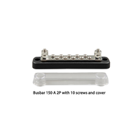 Front view of 10-screw busbar with its separate clear polycarbonate cover
