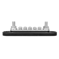Side profile of busbar showing threaded studs and black insulated base