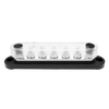 Side view of 7-stud busbar with clear polycarbonate cover installed