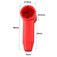 Technical dimensional drawing of red cable cover showing length, width and diameter measurements