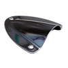 Angled side view of stainless steel cable cover showing raised profile and open back