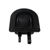 Underside of black plastic housing showing internal cavity and mounting flange