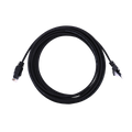 Top-down view of coiled black Cat6 UTP ethernet patch cable showing both RJ45 connectors